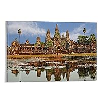 Photography Poster Cambodia Southeast Asian Architecture Style Angkor Wat Office Treasure Decoration Canvas Wall Art Prints for Wall Decor Room Decor Bedroom Decor Gifts 08x12inch(20x30cm) Frame-sty