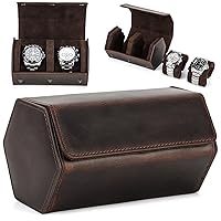 Genuine Leather 2 Slots Hexagon Watch Box Business Travel Case for Men Women Portable Travel Jewelry Leather Pouch