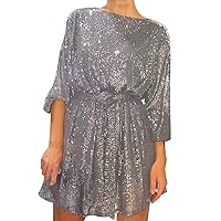 Women's Holiday Party Sequin Beaded Lace Up Long Sleeved Dress Dresses Long Sleeve Swing Dress for Women
