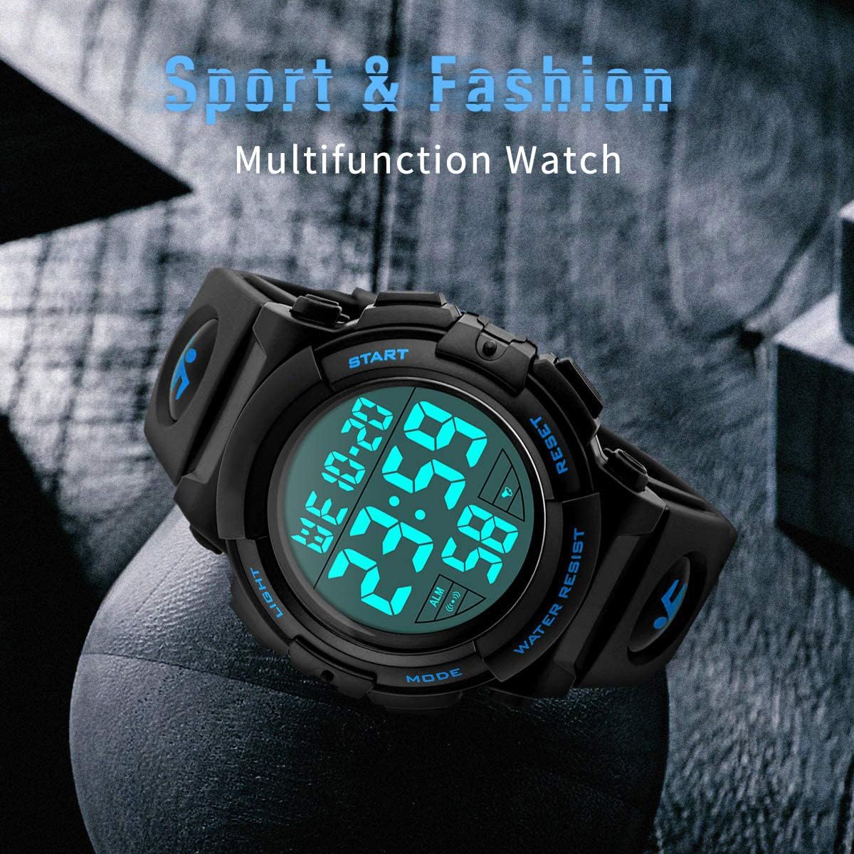 MJSCPHBJK Mens Digital Watch, Sports Military Watches Waterproof Outdoor Chronograph Watch for Men with LED Back Ligh/Alarm/Date
