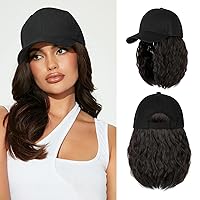 Hat Wig for Women Baseball Cap with Hair Extensions Adjustable Hat Attached 15