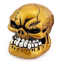 Skull Gear Stick Shift Knob, MT Car Shifter Handle Big Teeth Devil Skeleton Shape Fit Most Manual Automatic Transmissions, Gold
