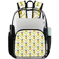 Summer Fruits Pineapple（6） Clear Backpack Heavy Duty Transparent Bookbag for Women Men See Through PVC Backpack for Security, Work, Sports, Stadium