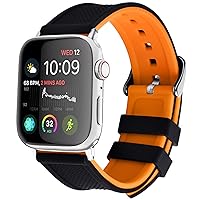 Fullmosa Compatible Sport Apple Watch Band 41mm 40mm 38mm,Silicone Rubber Band for iWatch Series 9/8/7/6/5/4/3/2/1/SE2/SE/Ultra/Ultra2, Black Top/Pumpkin Orange Bottom 41mm 40mm 38mm