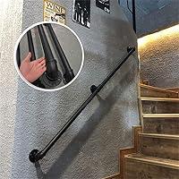 Wall Handrail 10ft Section for Stairs Steps -Dark Iron-Easy Install for Outdoor Indoor Stairs Porch Deck Hand Rail (Black)