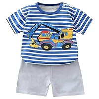 Summer Outfits for Teen Boys Short Sleeve Button Down T-Shirt Daily Casual Shorts Set Cartoon Print Outfit Set
