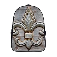 Tin Fleur-de-lis Detail Laptop Backpack with Multi-Pockets Waterproof Carry On Backpack for Work Shopping Unisex 16 Inch