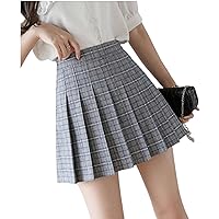 xxxiticat Women's Plaid School Skirt Summer Cute High Waisted Girls Mini Skort A-Line Short Trendy Pleated Skirt with Shorts
