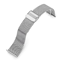 MiLTAT 21mm Quick Release Tapered Milanese Mesh Watch Band Brushed