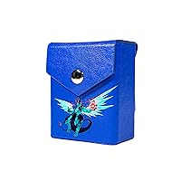 Galaxy Dragon Deck Box / Deck Case - Built in Belt Loop / Clip - Hard Shell Faux Leather - Compatible with Yu-Gi-Oh, MTG, CFV, Digimon, F&B and other Trading Card Games (Blue Box, Silver Snap, No Clip, 80 Size)