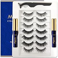 Alcastar+ Magnetic Eyelashes with Eyeliner Kit,2 Tube of Magnetic Liner for Magnetic Lashes Kit with Applicator, Upgraded Strongest Hold, Most Natural Look,Reusable False Lashes Easy to Use.