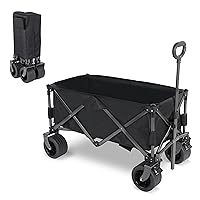 YSSOA Collapsible Wagon Carts Foldable, Garden Cart with 360° All-Terrain Wheels, Adjustable Handle, 220lbs Weight Capacity, 113L, Utility Wagons for Outdoor, Heavy Duty Wagon Cart