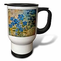 3dRose Blue Flowers and Image Of Lace Collage Background - Travel Mugs (tm-384202-1)