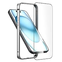 Slim Fit Metal Bumper Case for iPhone 15 Plus 6.7 inch, [Soft TPU Inner+Metal Plating Bumper][Support Wireless Charging] Shockproof Bumper with HD Tempered Glass Screen Protector, Silver