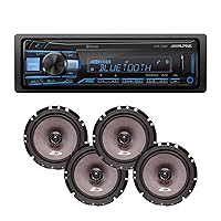 Alpine UTE-73BT Bluetooth Car Stereo with 4 SXE-1726S 220W Coaxial Speakers. No-CD Mechless Digital Media Receiver Head Unit