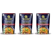 Blue Elephant Red Curry Sauce Premium Royal Thai Cuisine - Authentic Ingredients for Quick and Easy Thai Meals at Home, 10.6oz, 3-Pack