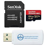 SanDisk 64GB Extreme Pro Micro SD Card for Samsung Phone Works with Galaxy Note 20 Ultra 5G, Note20 Ultra, Note 10+, Note10 Plus 5G Class 10 Bundle with (1) Everything But Stromboli Memory Card Reader