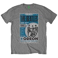 Beatles Men's Odeon Poster T-Shirt Small Grey