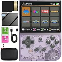 RG35XX Handheld Game Console , Dual System Linux+GarlicOS 3.5 Inch IPS Screen Built-in 64G TF Card 6831 Classic Games Support HDMI TV Output with Portable Bag (Transparent Purple)
