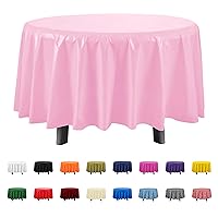 Pink 6 Pack Premium Round Disposable Plastic Tablecloth - 84 Inch Round Plastic Table Cloths for Parties Disposable Tablecloth - Round Plastic Tablecloth - Pink Round Tablecloth