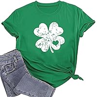 Women's St. Patrick's Day Short Sleeve Shirt Shamrock Printed Tee Top Lucky Casual Shirts
