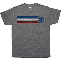 Spiderman Retro Logo Heathered Stripe T-Shirt