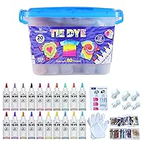 Tie Dye Kit 20 Colors Permanent Fabric Dye Art Set for Kids Adults for School, Homemade Party, Creative Groups Activities, DIY Gift