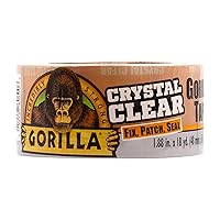 Gorilla Crystal Clear Repair Duct Tape, 1.88” x 18 yd, Clear, (Pack of 1)