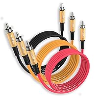 3RCA to 3RCA AV Cable 6ft Stereo Audio Video Cable for Home Theater, HDTV, Amplifiers, Set-Top Box, DVD Player
