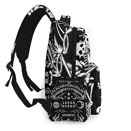 NiYoung Laptop Backpack for School College Students Skull Skeleton Magic Board Tattoo Black Water Resistant Book Bag for Boy and Girl - Carry-On Backpack Travel Durable Work Daypack