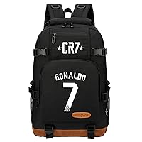 Teens Canvas Laptop Bag-Cristiano Ronaldo Soccer Stars Knapsack Casual Waterproof Bookbag for Students