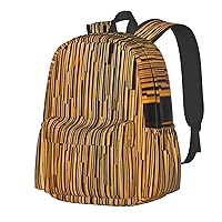 Wooden Wall Backpack Print Shoulder Canvas Bag Travel Large Capacity Casual Daypack With Side Pockets