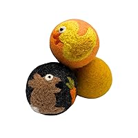 Love Ewe Pet Supplies, Cat Toys 100% New Zealand Wool Felt Ball Toys for Cats, Kittens, Small Pets, Handmade Colorful Planet Friendly Cat Wool Balls (2in Round), Pack of 3, Duck/Bunny