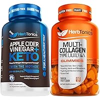 Apple Cider Vinegar Capsules Plus Keto BHB | Fat Burner & Weight Loss Supplement for Women & Men - Multi Collagen Gummies Type 1,2,3,5 & 10 with Biotin for Hair Growth, Skin, Nails
