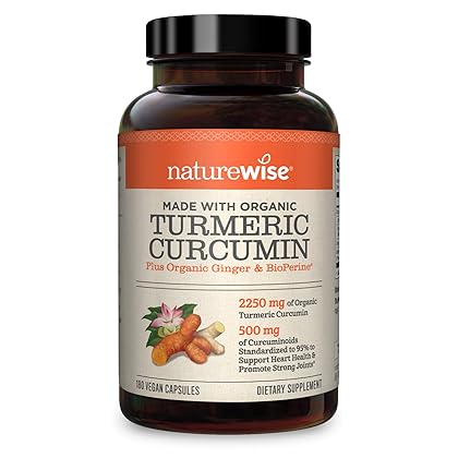 NatureWise Curcumin Turmeric 2250mg | 95% Curcuminoids & BioPerine Black Pepper Extract | Advanced Absorption for Joint Support [2 Month Supply - 180 Count]