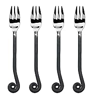 Gourmet Settings 4-Piece Cocktail Forks Set Treble Clef Collection, Polished/Matte Stainless Steel Silverware, Appetizer/Dessert/Seafood/Fruit, 5.5 Inches, Dishwasher Safe