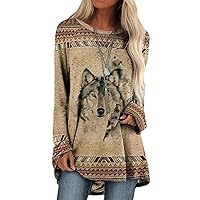 omen Western Cowgirl Sweatshirt Long Sleeve Ethnic Print Crewneck Loose Blouse Flowy Pullover Tops