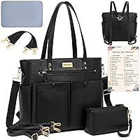 DOFASAYI Leather Diaper Bag Backpack/Tote for Mom and Dad with Cosmetic Bag, Changing Pad, Messenger Strap, Stroller Hook, Black