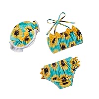 Newborn Baby Girl Swimsuit Sleeveless Flamingo Print Crop Top Ruffle Shorts Hat 3Pcs Summer Bathing Suit