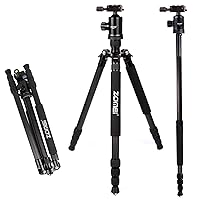 Zomei Z818C Professional Portable Carbon Fiber Tripod Stand with Ball Head Quick Release Plate Carrying Bag, Travel for Canon Sony Nikon Samsung Panasonic Olympus Kodak Fuji Cameras Camcorders Black
