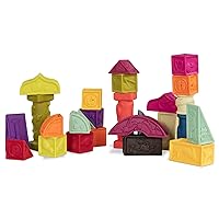 B. toys- B. baby- Elemenosqueeze- Baby Blocks- 26 Soft Sort & Stack Blocks With Alphabet – Architectural Building Blocks – Shapes, Letters & Animals – 6 Months +