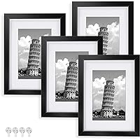 Nacial Picture Frames, Black 5x7 Picture Frame Set of 4, Photo Frame Display 4x6 Photo with Mat and 5x7 photo without Mat, Picture Frames Collage for Wall or Tabletop