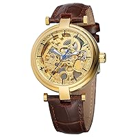 Luxury Mens Automatic Watch Unique Design Skeleton Self Winding Dress Watch with Premium Leather Band