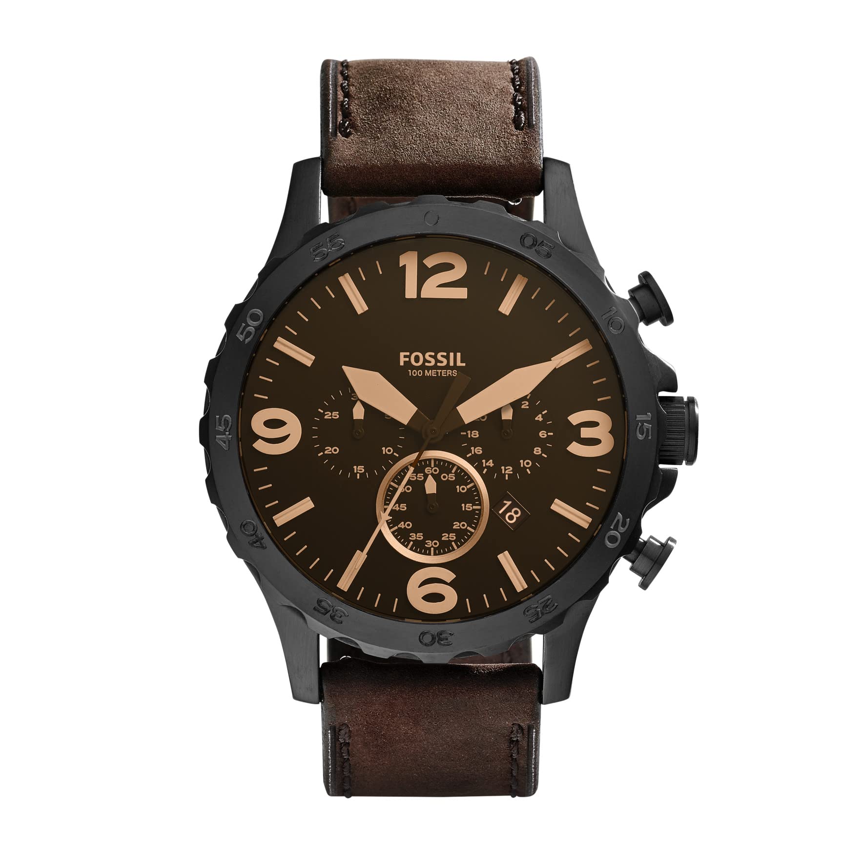 Fossil Nate Men's Watch with Oversized Chronograph Watch Dial and Stainless Steel or Leather Band