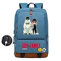 SPY×FAMILY Classic Travel Bagpack Canvas Daily Knapsack,USB Charging Port Rucksack Cartoon Book Bag for Student/Teen