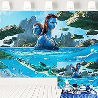 Avatar Movie Theme Backdrop for Party Underwater Ocean Island Background The Way of Water Kids Birthday Banner for Cake Table 7x5 ft 410