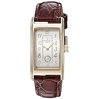 Peugeot Men's Classic Vintage Watch - Curved Stainless Steel Case with Genuine Leather Band