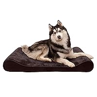 Furhaven Memory Foam Dog Bed for Large Dogs w/ Removable Washable Cover, For Dogs Up to 75 lbs - Minky Plush & Velvet Luxe Lounger Contour Mattress - Espresso, Jumbo/XL