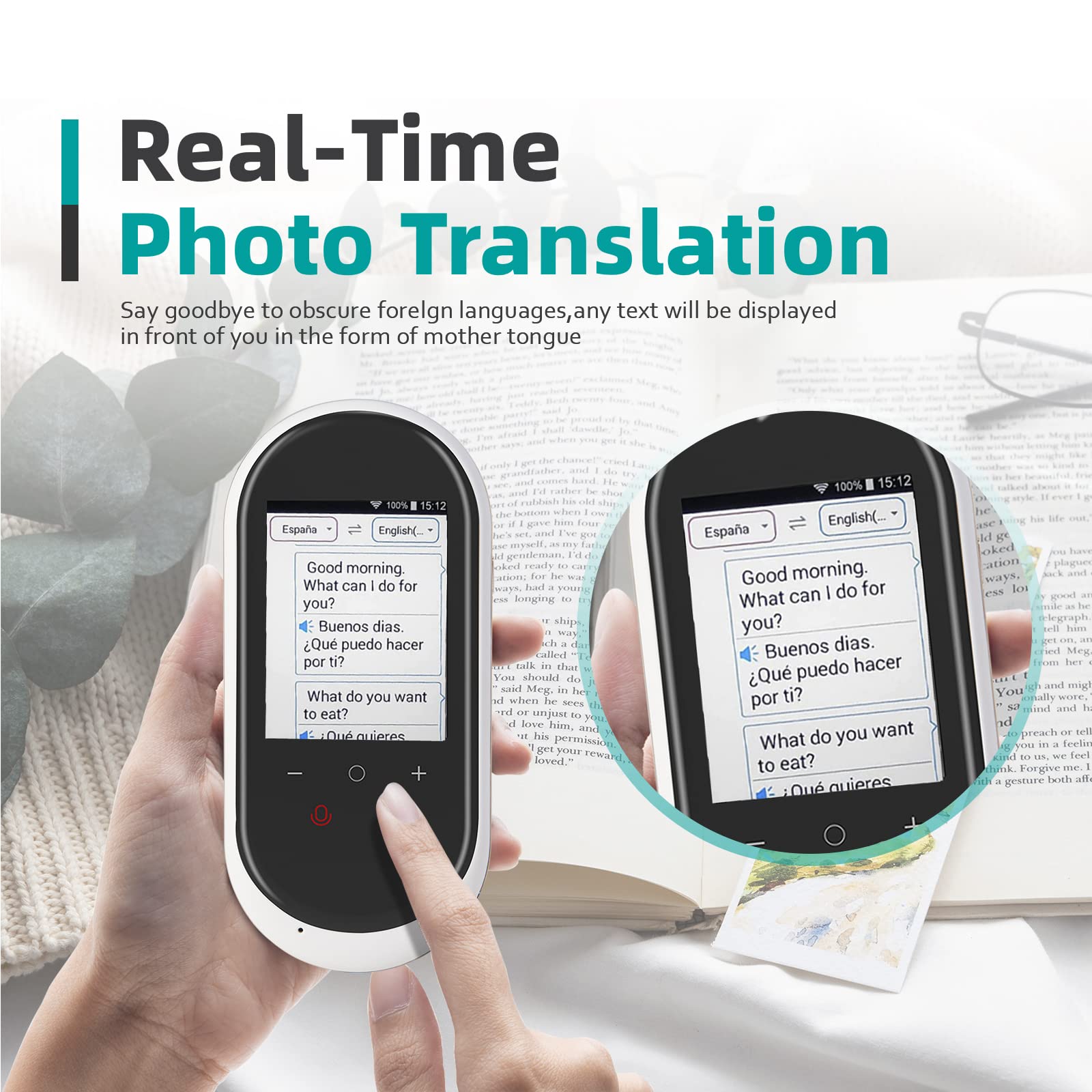 Language Translator Device Two-Way Instant Translator Device 106 Languages Support Voice & Text & Offline & Photo Translation High Accuracy Voice Translator Device for Travel Learning Business