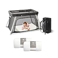 Guava Lotus Travel Crib Bundle with Two Cotton Sheets & Mattress | Play Yard with Lightweight Backpack Design | Certified Baby Safe Portable Crib | Folding Portable Playpen for Babies & Toddlers